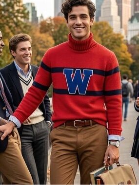 J. Crew Heritage Cotton Roll-neck Letter Sweater NEW!